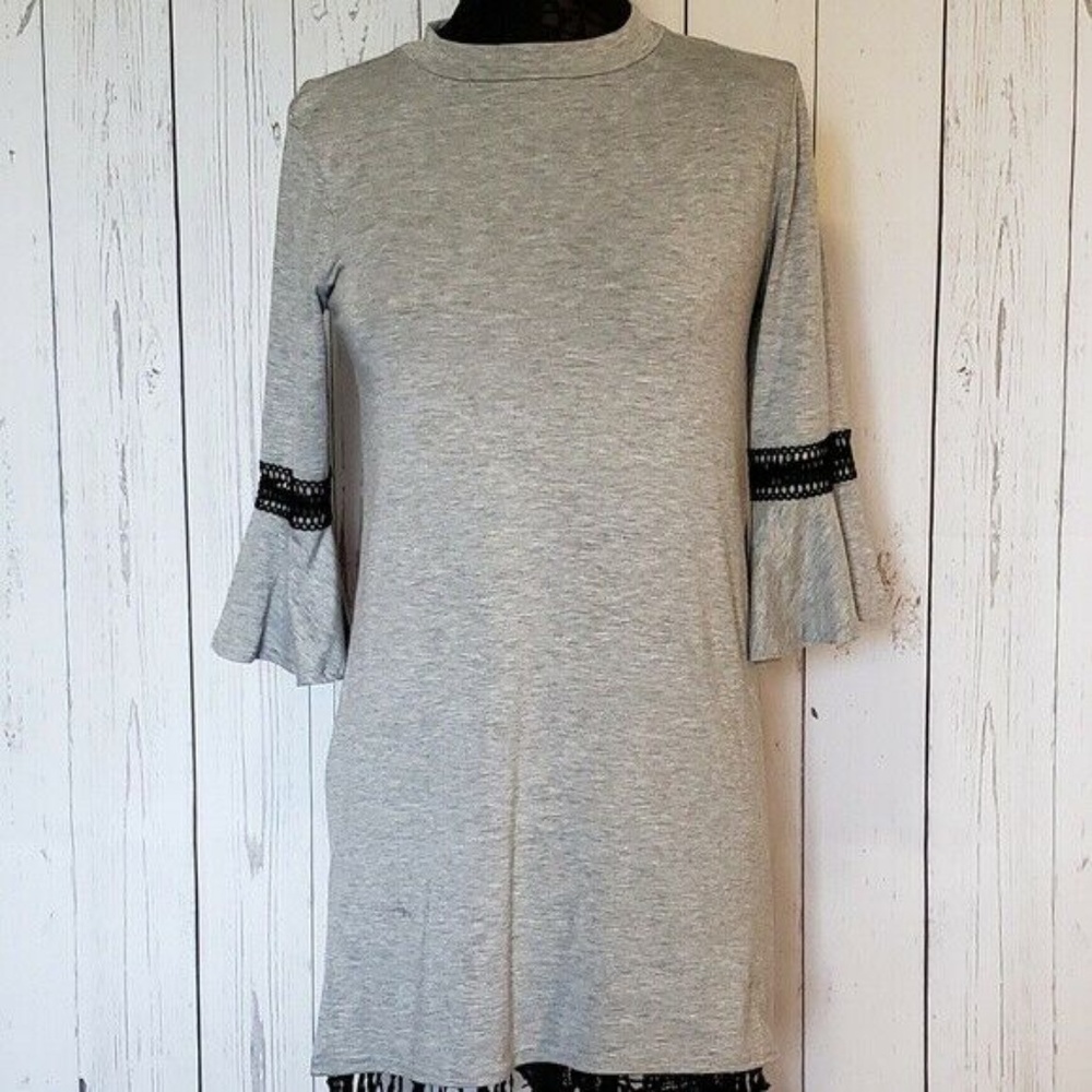 Grey Bell Sleeve Dress